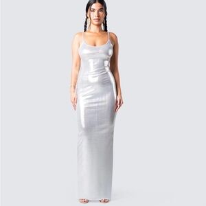 Metallic Fitted Maxi Dress